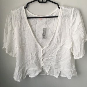 White Button Down Flowy Top
